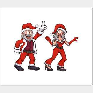 Dancing Santa And Mrs. Claus Posters and Art